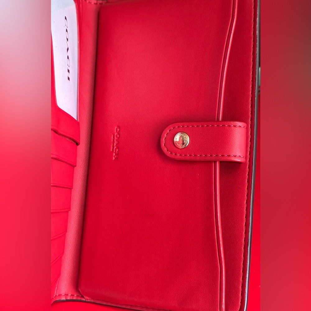 Coach Signature Canvas Wallet with Red Tab - Picture 5 of 13